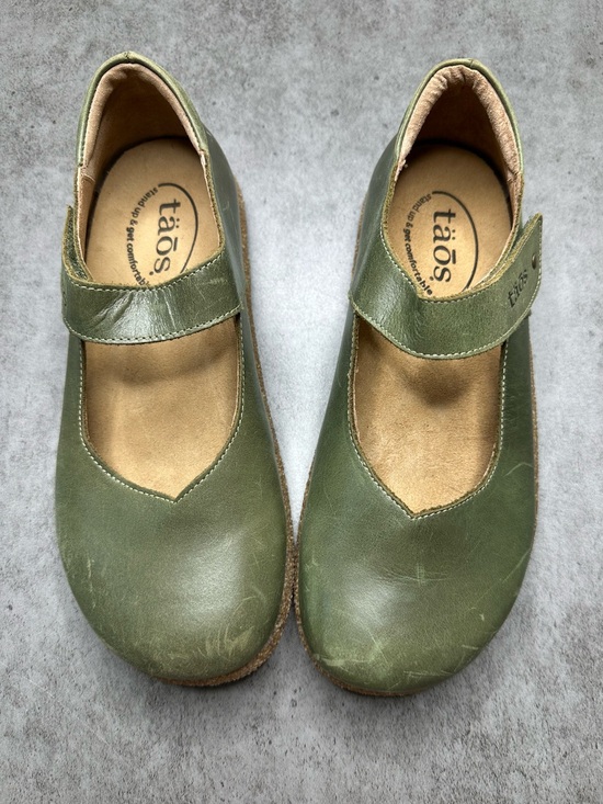 Taos Footwear Shoes - Taos Green Leather Mary Jane Comfort Shoes Size 37 EU Olive Walking Shoes